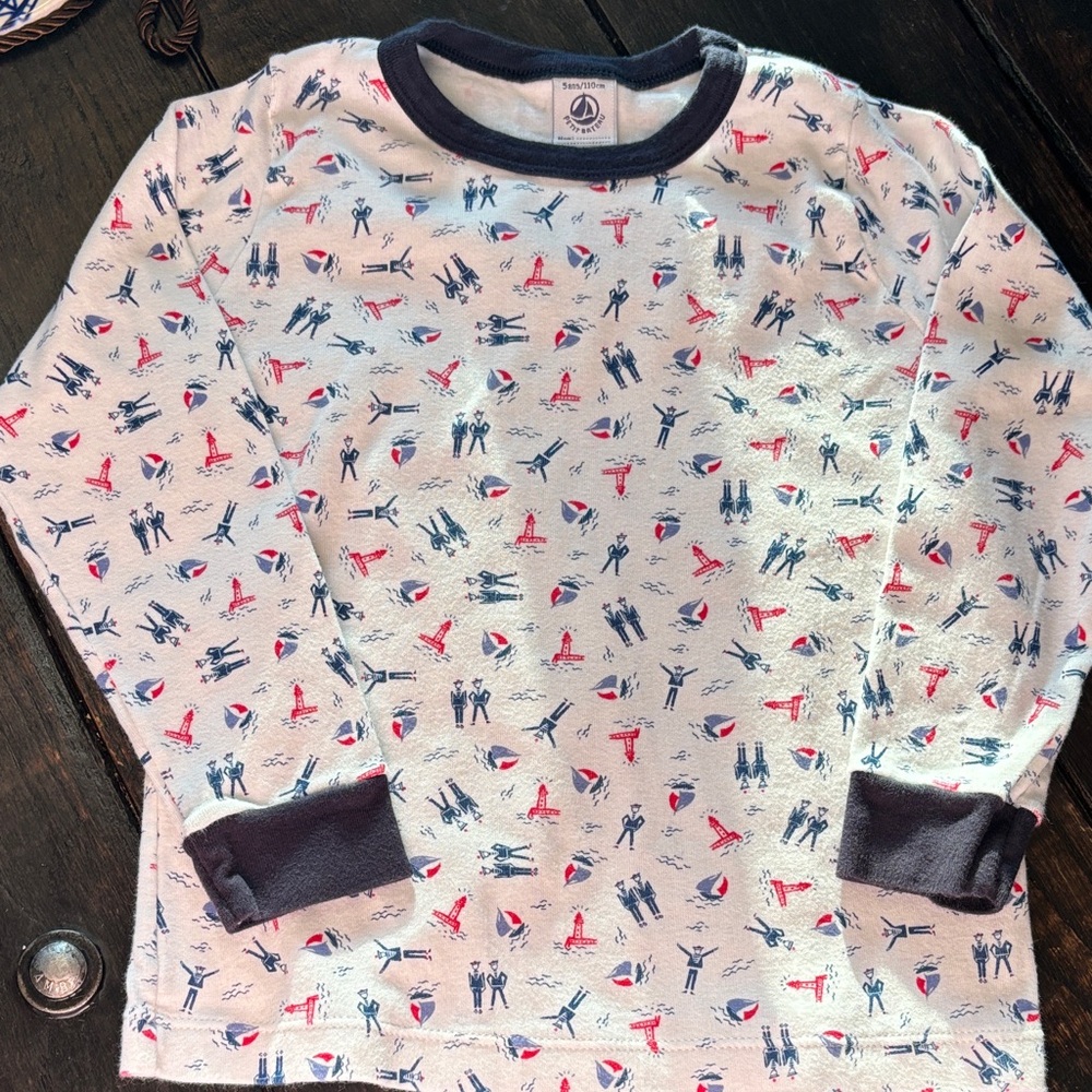 Petit Bateau White and Navy Shirt